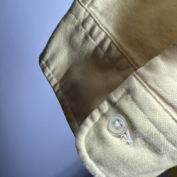 Ralph Lauren Mens Shirt XXL Solid Yellow Multi Pony Cotton Button Up Long Sleeve - Picture 6 of 8